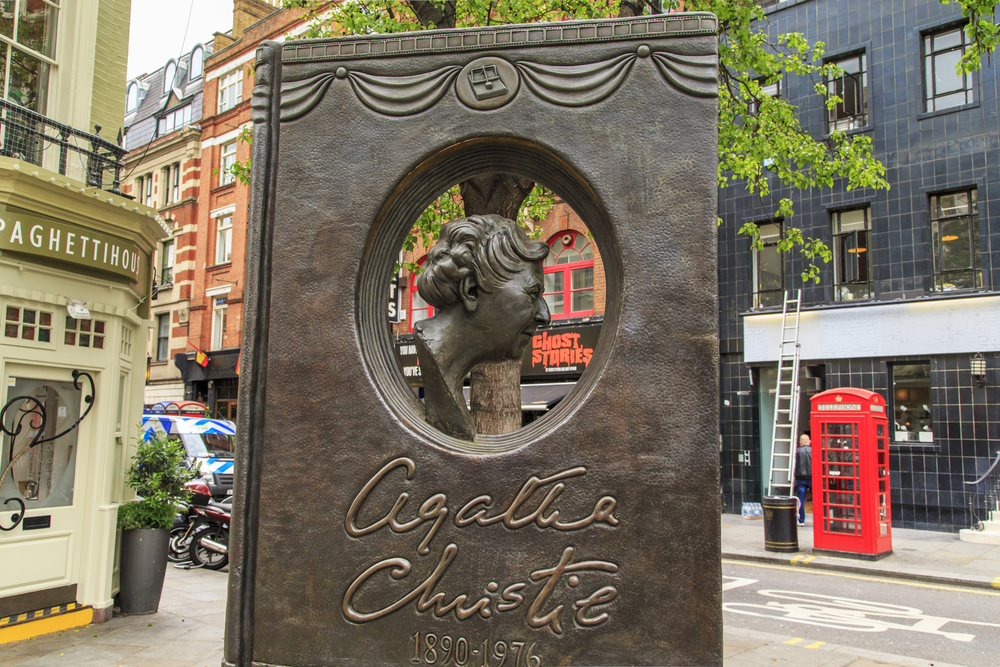 The Agatha Christie monument in London.